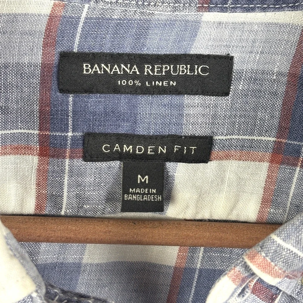 Banana Republic Men Linen Long Sleeve Button Up Shirt Sz M Camden Fit Breathable